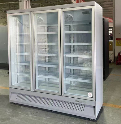 Frigorifero per bevande per supermercati OEM con raffreddamento multiclimatico e porta in vetro bianco