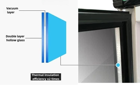 Vitrina del frigorifero con porta di vetro verticale con termostato digitale