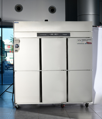 Congelatore da cucina in acciaio inossidabile a doppia temperatura con 6 porte