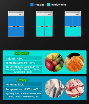 Frigorifero in acciaio inossidabile multi-clima a quattro porte con controllo della temperatura